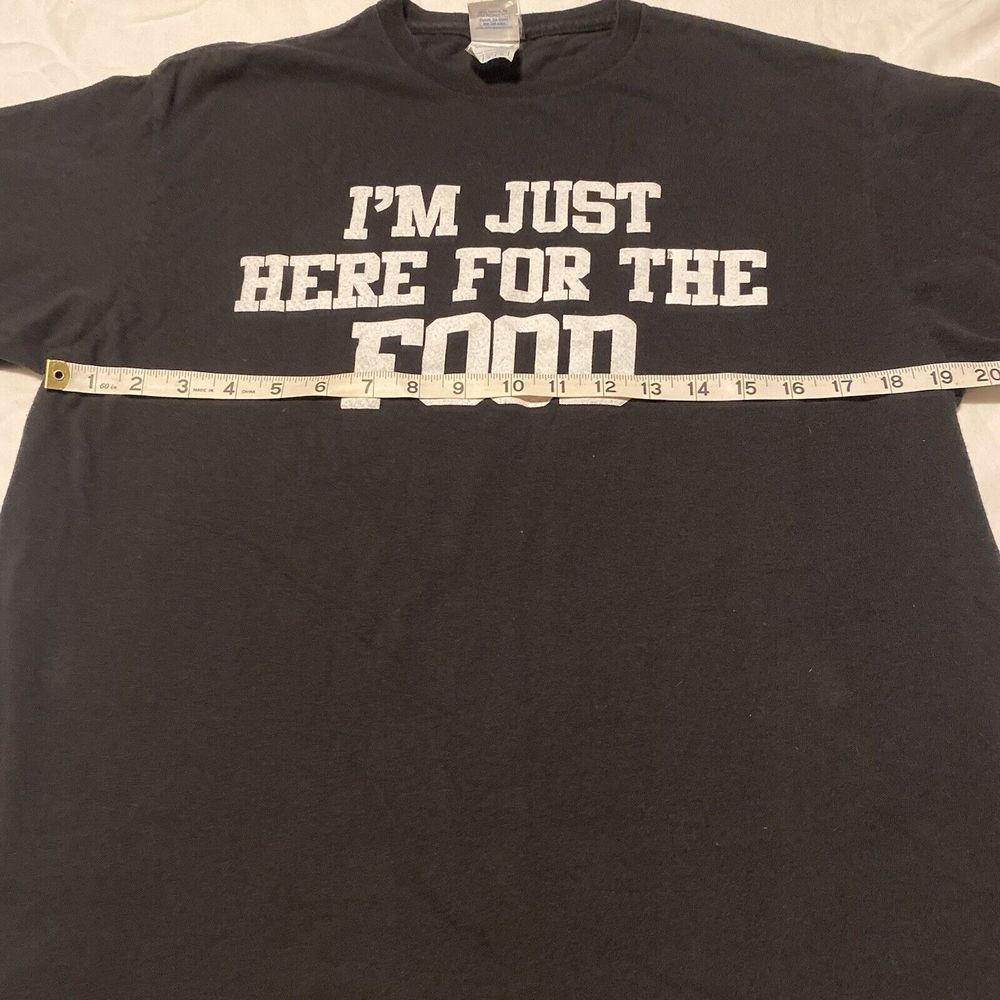 BLACK & WHITE I'M JUST HERE FOR THE FOOD MENS T-SHIRT SIZE LARGE GRAPHIC TEE FUN - Picture 9 of 13